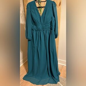 Chic Long Sleeve Teal Dress